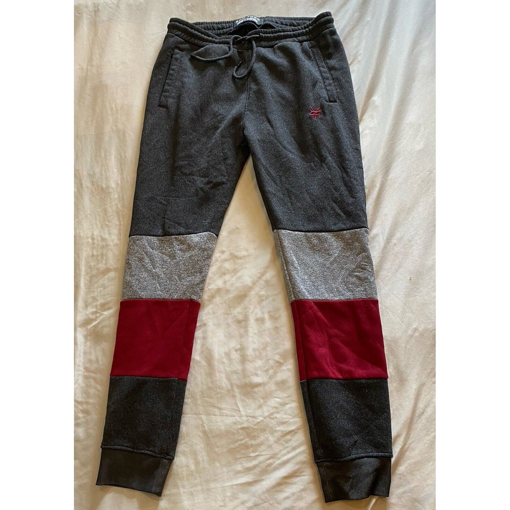 Zoo York Athletic Joggers‎ Sweat Pants Mens Size Medium Drawstring Gray Red